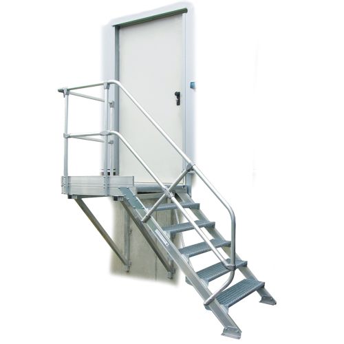 MUNK Treppe mit Plattform 45° inkl. einen Handlauf, 1000mm Stufenbreite, 14 Stufen